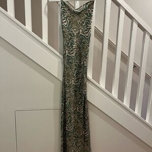 Bec and Bridge 100% Silk Green Marble-Print Slip Dress - Size 2